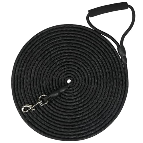 SZEETECH 10M Lange Hundeleine für mittelgroße Hunde, Pooch Trainingsleine zum Gehen, Jagen und Schwimmen, Doppelzweck (für schwimmendes und regelmäßiges Training) - Schwarz von SZEETECH