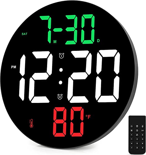 SZELAM Digitaluhr mit Großem Display,9”Große Digitale Wanduhr mit großem Bildschirm,4Helligkeitsstufen,Fernbedienung,12/24,LED Wecker für Schlafzimmer von SZELAM