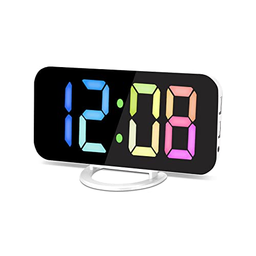 SZELAM Digitaler Wecker, Wecker am Bett, 7 Zoll LED-Spiegelwecker, mit 2 USB-Ladeanschlüssen, Snooze-Modus, automatischer Helligkeitsanpassung, einfach einzurichtende Tischuhr für das Home Office von SZELAM