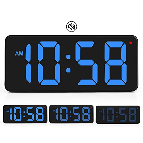 SZELAM LED Wanduhr Digital Uhr, große Digitale Wanduhr Tischuhr Großes Zahlendisplay mit Adapter & ausklappbarem Tischständer, Automatische Lichtsteuerung,12/24 H, (L) 215 x (B) 85 x (H) 20 mm-Blue von SZELAM