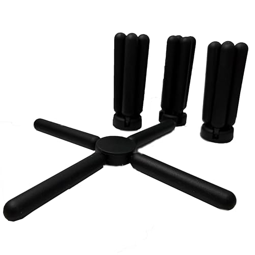 Goodchanceuk Faltbare Silikon-Untersetzer, 4 Stück, kreuzförmige Wärmedämmung, Tischsets, zusammenklappbar, Pfannen-Halter,Abtropfgestell/Untersetzer für Tassen, Töpfe, Teller，Zufällige Farben von SZETOSY