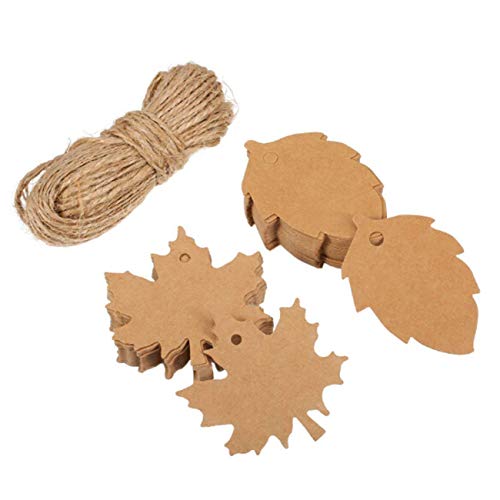 Leaf Geschenkanhänger mit Bindfäden - goodchanceuk 200 Stück Papier Ahorn und Leaf Geschenk zum Aufhängen Label für Weihnachten Thanksgiving Hochzeit DIY-Geschenk Tags mit 20 m Seil jedes Muster 100 von SZETOSY