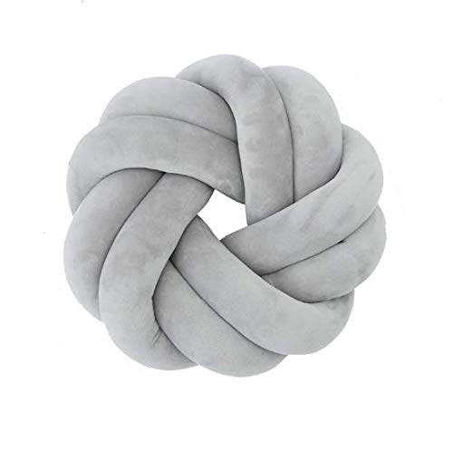 Knot Cushion - GoodChanceUK Knot Cushion Handmade Baby Hair Pillow Plush Toy Decorative Throw Pillow for Bedroom, Sofa, Car, Office, Playroom Diameter 30 cm, Grey von SZETOSY