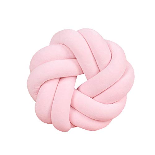 SZETOSY Knoten-Ball-Kissen - Knoten-Ball-Kissen-handgemachtes Haar-Kissen-Plüschtier-dekoratives Baumwolle Wurfs-Kissen für Schlafzimmer-Sofa-Auto-Büro-Spielraum Dia.30cm Rosa von SZETOSY