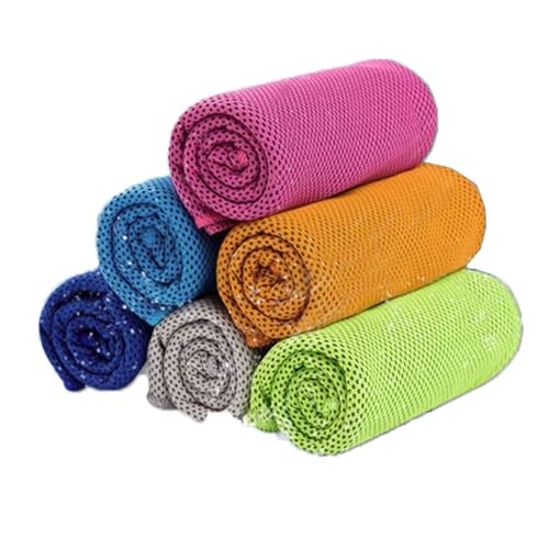 SZETOSY Kühlendes Handtuch, 6 Stück, Eissport-Handtuch (101,6 x 30,5 cm), Mikrofaser, sofortige Kühlung für Yoga, Sport, Laufen, Fitnessstudio, Workout, Camping, Fitness, Workout, 6 Stück von SZETOSY