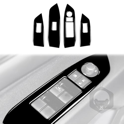 Kohlefaser-Rahmenabdeckung, Zierleiste, Zubehör, Dekoration, kompatibel mit Mazda CX5 CX-5 2. KF 2017–2023 (glänzendes Schwarz, Armlehne Fensterheberrahmen, Typ A 08) von SZFJMQP
