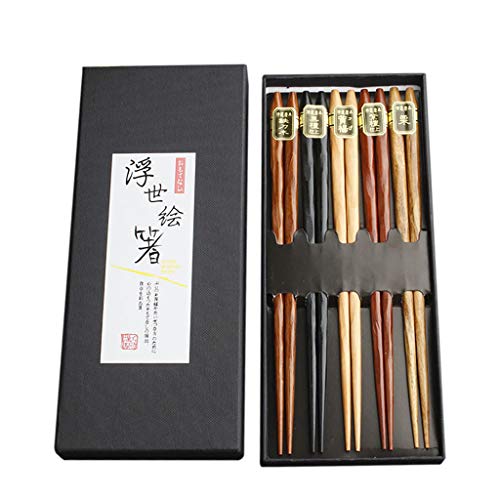 EssstäBchen Japanische 5 Paare Wiederverwendbare EssstäBchen Waschbar FüR GeschirrspüLer 23Cm EssstäBchen Chinesische Geschirr Set Mit LuxuriöSe Schwarz Handgemachte (Multicolor, One Size) von SZFRYEU