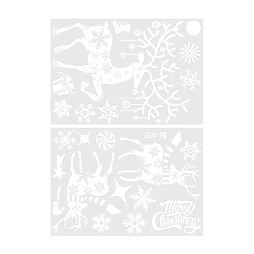 SZFRYEU Fensterbilder Weihnachten Weiß Groß,Fensterdeko Schneeflocken Selbstklebend,Schneeflocken Fensterdeko Fensterbilder für Weihnachts-Fenster Dekoration,Fensterscheiben (D, One Size) von SZFRYEU