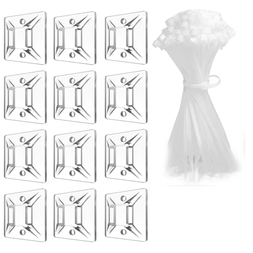SZFUDIGO klebesockel für kabelbinder(100PCS),selbstklebend klebepads halter ， wiederverwendbare kabelbinder100 Stück 150mm（weiß） von SZFUDIGO