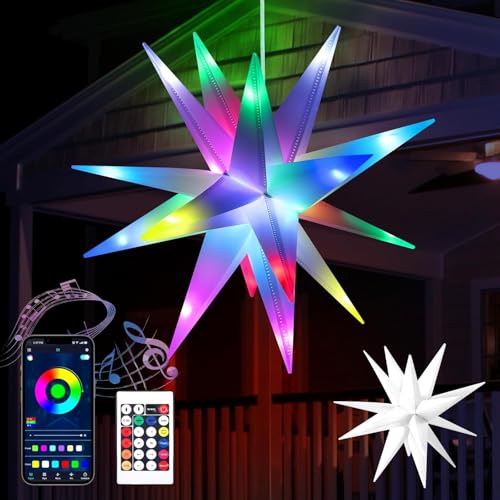 3D LED Leuchtstern Garten, Weiß LED Adventsstern inkl. Warm & Colorful LED Beleuchtung with Remote Control 3D LED Leuchtstern Garten, Weiß LED Adventsstern inkl. Warm & Colorful LED Beleuchtung with Remote Control von SZGIARUY