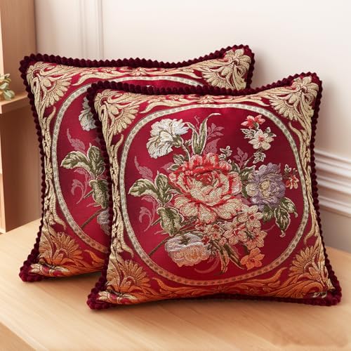 SZHELEJIAM Kissenbezug 48x48 cm, 2er Set Weiche Kissenhülle Dekorative Sofakissen Quadratische Dekokissen Luxuriöser Jacquardstoff Dekorative Dekokissen für Couch, Sofa Bett, Wohnzimmer von SZHELEJIAM