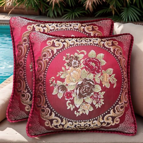 SZHELEJIAM Kissenbezug 48x48 cm, 2er Set Weiche Kissenhülle Dekorative Sofakissen Quadratische Dekokissen Luxuriöser Jacquardstoff Dekorative Dekokissen für Couch, Sofa Bett, Wohnzimmer von SZHELEJIAM