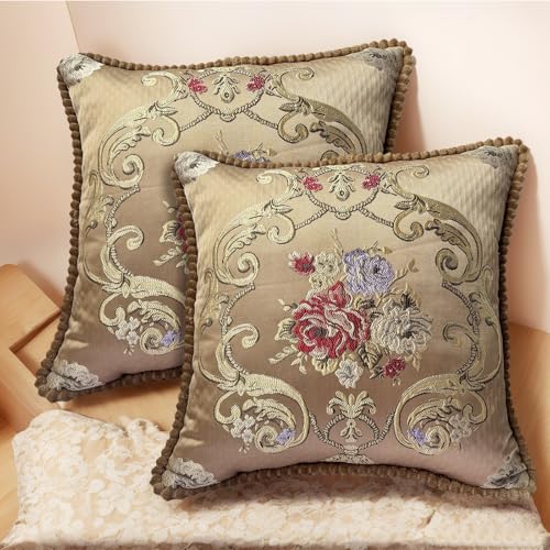 SZHELEJIAM Kissenbezug 48x48 cm, 2er Set Weiche Kissenhülle Dekorative Sofakissen Quadratische Dekokissen Luxuriöser Jacquardstoff Dekorative Dekokissen für Couch, Sofa Bett, Wohnzimmer von SZHELEJIAM