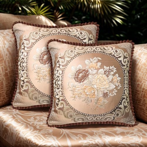 SZHELEJIAM Kissenbezug 48x48 cm, 2er Set Weiche Kissenhülle Dekorative Sofakissen Quadratische Dekokissen Luxuriöser Jacquardstoff Dekorative Dekokissen für Couch, Sofa Bett, Wohnzimmer von SZHELEJIAM