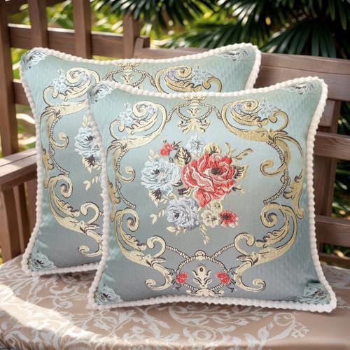SZHELEJIAM Kissenbezug 48x48 cm, 2er Set Weiche Kissenhülle Dekorative Sofakissen Quadratische Dekokissen Luxuriöser Jacquardstoff Dekorative Dekokissen für Couch, Sofa Bett, Wohnzimmer von SZHELEJIAM