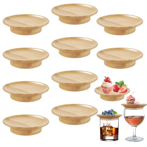 10 Stück Weinglas Topper, Wine Glass Charcuterie Topper, Weinglas Topper Aus Holz, Bambus Weinglas Topper, Käseplatte Weinglas, Geeignet für Desserts, Untersetzer, Familienessen von SZHUGEKI