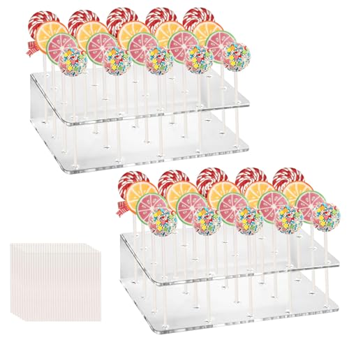 2 Stück Cake Pop Ständer mit 100 Cake Pop Stiele, 20 Löcher, für Geburtstagsfeiern, Hochzeiten, Kinderfeste von SZHUGEKI