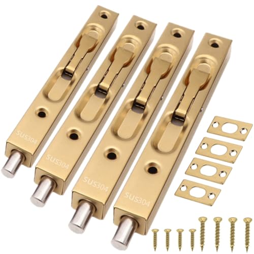 szhdxsy Versteckter Riegel und Riegel, 304 Edelstahl, 202 cm, Sicherheitsriegel, Doppeltürhebel, bündiger Riegel, französische Türschieberriegel, silberfarben, 4 Stück szhdxsy Versteckter Riegel und Riegel, 304 Edelstahl, 202 cm, Sicherheitsriegel, Doppeltürhebel, bündiger Riegel, französische Türschieberriegel, silberfarben, 4 Stück von SZHuiDaXing