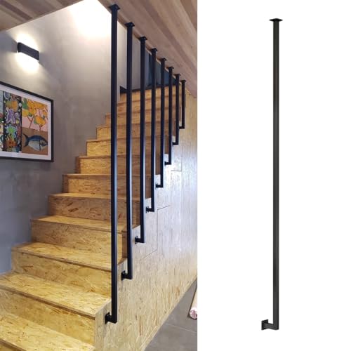 Loft-Geländer für den Innenbereich, Metall, Schmiedeeisen, Handlauf, Zaun für die Dekoration von Villen, Hotels und Büros, Moderne Stufen, L-förmige Leitplanken, 30–150 cm (95 cm/37 Zoll) von SZITW