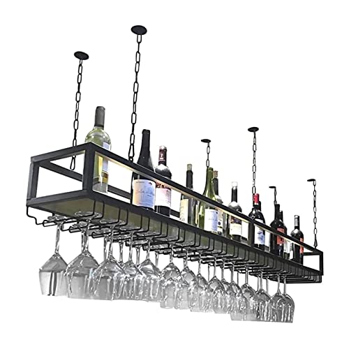 SZITW Hängendes schwebendes Regal – Weinglasregal an der Decke, hängendes Weinregal an der Decke, multifunktionales Küchenlagerregal, industrielles Retro-Schmiedeeisen-Präsentationsregal (Größe: 8 von SZITW