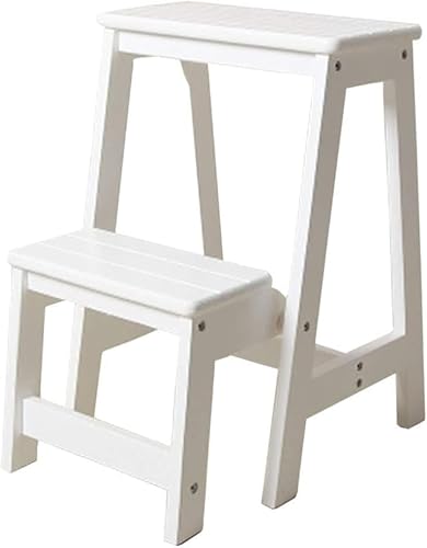 SZITW Klappbare tragbare Leiter, Klapptritthocker, Schuhbank, Treppenstuhl, hölzerne 2-Stufen-Leiter, rutschfeste Multifunktionsbibliothek, Schlafzimmer, Wohnzimmer, leicht zu verstauen, C (B) (A) von SZITW