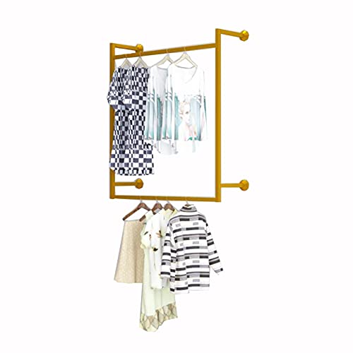 SZITW Kleiderständer Metall Kleiderständer Wandmontierter Kleiderständer Doppelstangen Hängende Lagerung Kleiderrohrregal Home Handtuchhalter/Golden/100X100Cm SZITW Kleiderständer Metall Kleiderständer Wandmontierter Kleiderständer Doppelstangen Hängende Lagerung Kleiderrohrregal Home Handtuchhalter/Golden/100X100Cm von SZITW
