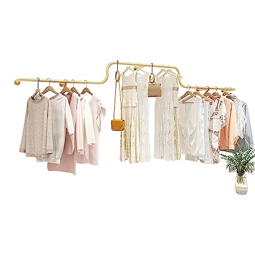 SZITW Moderne Kleiderständer aus Metall für den Einzelhandel, robuste, kreative Kleiderständer, Schrank-Organizer, an der Wand montiertes, goldenes Kleiderregal zum Aufhängen, Handtuchhalter für d von SZITW