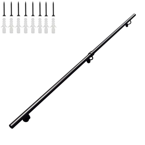SZITW Schwarzes Treppenhandlaufgeländer aus Metallrohr mit Wandhalterungen für Treppen, 1 m 1,5 m 2 m 2,5 m 3 m Treppengeländerhandläufe für drinnen und draußen (80 cm) von SZITW