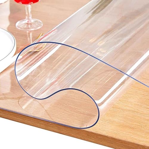 SZITW Transparente Tischunterlage aus Kunststoff, transparente Schreibtischmatte für den Schreibtisch, wasserdichte PVC-Tischplattenschutzabdeckung, Schreibtischschutz für Büro/Zuhause, hitzebestä von SZITW