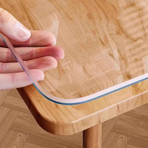 SZITW Transparenter Tischdeckenschutz, 2 mm Dicke Kunststoff-Tischdecke, wasserdichte/ölbeständige transparente PVC-Tischmatte für Bank, Eingangsbereich, Kaffeetisch (70 x 140 cm) von SZITW