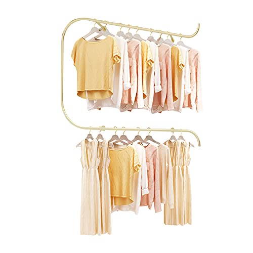 SZITW Wandmontierter Ausstellungsständer für Bekleidungsgeschäfte, Gold, Wandregale aus Eisenmetall für Bekleidungsgeschäfte, Kleiderständer für Herren, Damen, Kinder, Einzelhandel, gewerbliche Kl SZITW Wandmontierter Ausstellungsständer für Bekleidungsgeschäfte, Gold, Wandregale aus Eisenmetall für Bekleidungsgeschäfte, Kleiderständer für Herren, Damen, Kinder, Einzelhandel, gewerbliche Kl von SZITW