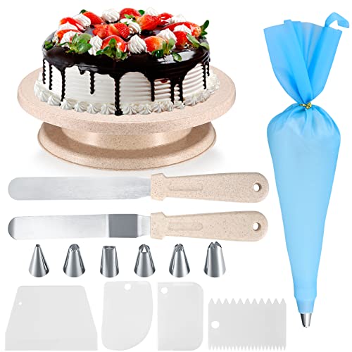 SZJYG Tortenplatte, Drehbarer Tortenständer, Kuchen Drehteller, Kuchen Dekorations Kits, Cake Decorating Turntable mit Kuchenschabern, Pfannenwendern, Kuchenspritzbeuteln und Spritzspitzen SZJYG Tortenplatte, Drehbarer Tortenständer, Kuchen Drehteller, Kuchen Dekorations Kits, Cake Decorating Turntable mit Kuchenschabern, Pfannenwendern, Kuchenspritzbeuteln und Spritzspitzen von SZJYG