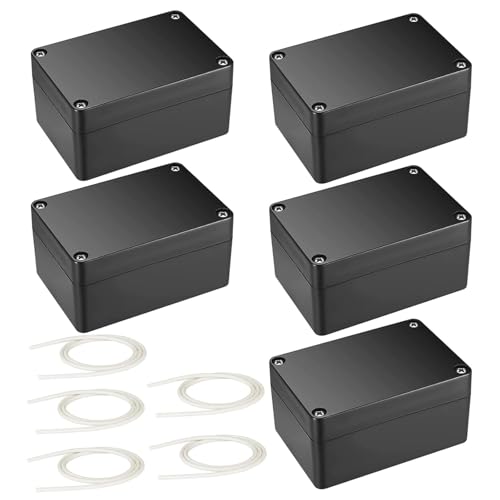 Abzweigdose Wasserdicht IP66, 5 Stück Verteilerdose Außen, Schwarz Electronic Projekt Box, 58 x 83 x 34 mm, Elektrozubehör Gehäuse Kunststoff von SZKKQKJ
