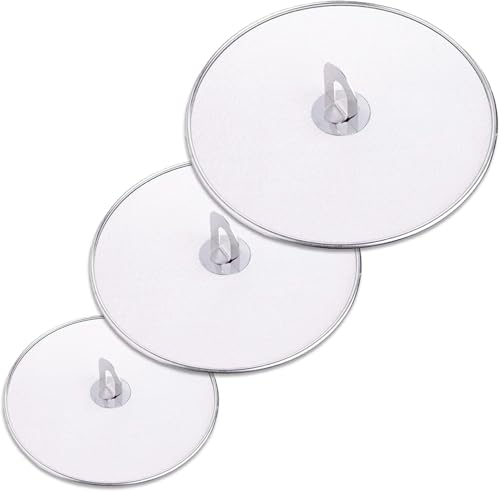SZKKQKJ spritzschutz pfannen,3 Stück Edelstahl Spritzschutz, Multifunktionale Splatter Bildschirm Wachen mit faltbarem Küchengriff, Ø 25/32/33 cm,Öl Proofing Deckel Pfannen Spritzschutzdeckel von SZKKQKJ