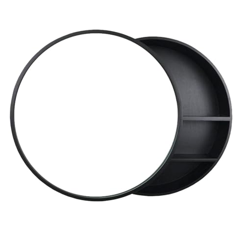 SZKTHD Badezimmer-Spiegelschrank, Wandmontage, runder Spiegelschrank, Badezimmerspiegel mit Aufbewahrungsregal, Badezimmer-Aufbewahrungsschrank mit Spiegel (schwarz, 60 cm) von SZKTHD