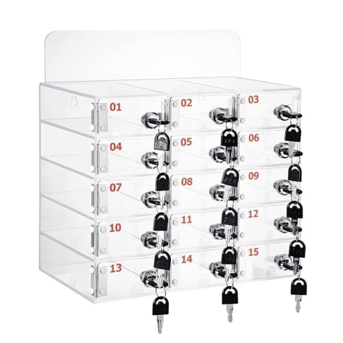 SZKTHD Handyschrank 4–80 Fächer Acryl-Handyschrank Wandmontierter Handy-Schließfach Mit Griff Für Klassenzimmer Büro Prüfung(15) von SZKTHD
