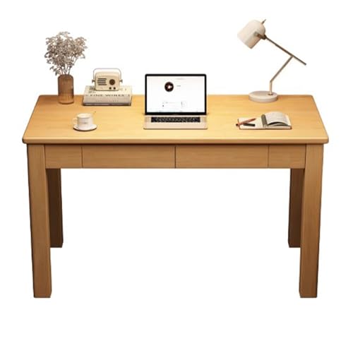 SZKTHD Massivholz-Computertisch Für Zuhause Moderner Schreibtisch Mit Schublade Schreibtisch Fürs Schlafzimmer Oder Kleine Räume(Wood Color,120X50X75CM) von SZKTHD