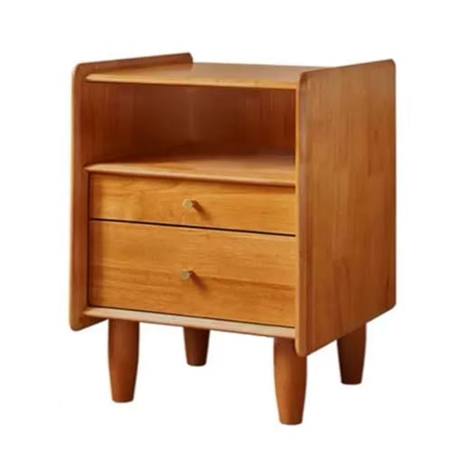 SZKTHD Nachttisch Aus Holz Mit 2 Schubladen Und Offenem Regal Kompakter Nachttisch Fürs Schlafzimmer Massivholzoptik(42x35x53cm) von SZKTHD