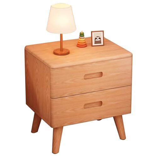 SZKTHD Nachttisch Aus Massivholz Schlafzimmer-Nachttisch Mit Zwei Schubladen Aufbewahrungsschrank Aus Kautschukholz(Wood Color-A) von SZKTHD