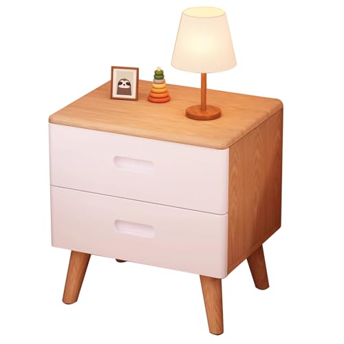 SZKTHD Nachttisch Aus Massivholz Schlafzimmer-Nachttisch Mit Zwei Schubladen Aufbewahrungsschrank Aus Kautschukholz(Wood Color-B) von SZKTHD