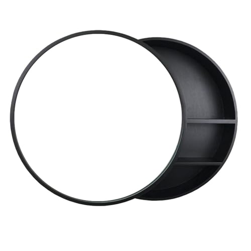 SZKTHD Runder Spiegelschrank 50/60/70 cm Wandschrank Spiegelschrank Mit Push-Pul-Funktion, 1 Tür Mit 3 Ablagen Für Badezimmer Und Waschraum(Schwarz,60cm/23.6inches) von SZKTHD