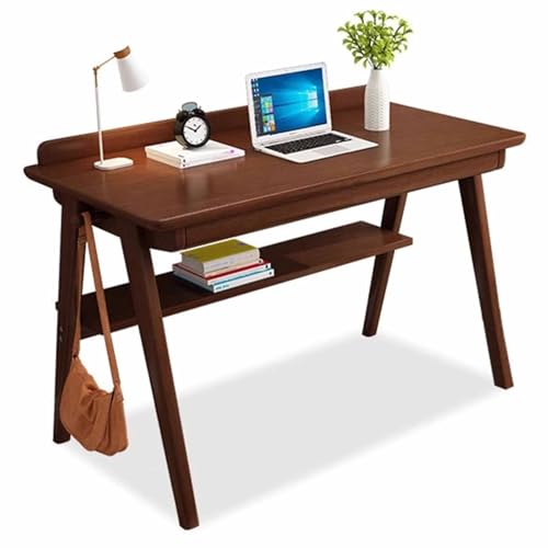 SZKTHD Schreibtisch Aus Massivholz Schreibtisch Für Studenten Computertisch Für Zu Hause Holzschreibtisch Mit Schubladen Material Gummibaumholz(Brown,80x60x75cm) von SZKTHD