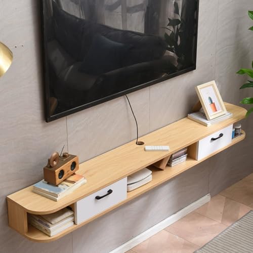 SZKTHD Schwebender TV-Schrank Fürs Wohnzimmer Schlichtes Router-Rack Aus Holz Aufbewahrungsschrank Für Mediengeräte(170x24x16.5cm) von SZKTHD
