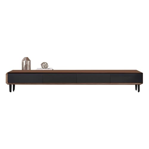 SZKTHD TV-Möbel Aus Massivholz Stand-TV-Möbel Mit Schubladen 160/200/240 cm Metallbeine Gummibaumholz Walnussfarbe(160x24x35cm) von SZKTHD