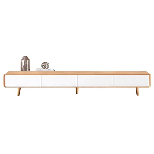 SZKTHD TV-Schrank Aus Holz Und Weiß Rechteckige Entertainment-Einheit Moderne Medienkonsole Mit Klaren Linien Und Schubfächern(240x24x35cm) von SZKTHD