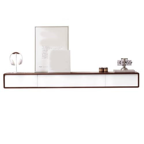 SZKTHD Wandmontierter TV-Schrank Schwebendes TV-Möbel Im Wohnzimmer Walnuss-Finish Weiße Schubladen Multimedia-Konsole(140CM/55.1IN) von SZKTHD
