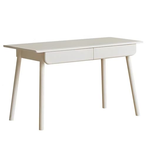SZKTHD Weißer Computertisch Mit Schubladen Frisiertisch Fürs Schlafzimmer 80/90/105/120 cm Schreibtisch Fürs Homeoffice Aus Kautschukholz(120x60x75cm) von SZKTHD