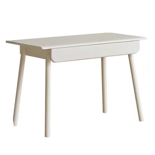 SZKTHD Weißer Computertisch Mit Schubladen Frisiertisch Fürs Schlafzimmer 80/90/105/120 cm Schreibtisch Fürs Homeoffice Aus Kautschukholz(80x55x75cm) von SZKTHD