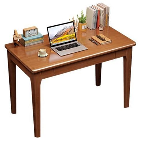 Schreibtisch- Und Stuhlset Aus Holz Fürs Homeoffice Massivholz-Computertisch Mit Schublade Und Gepolstertem Sessel Schreibtischmöbel Für Schlafzimmer Oder Arbeitsbereich(Brown(A),60X50X75CM) von SZKTHD