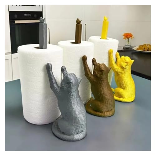 Harz Katze Papier Handtuch Halter Handgemachte Tischplatte Toilettenpapier Halter Serviette Küche Liefert Tissue Lagerung Rack Küche(Black) von SZLAHLZR